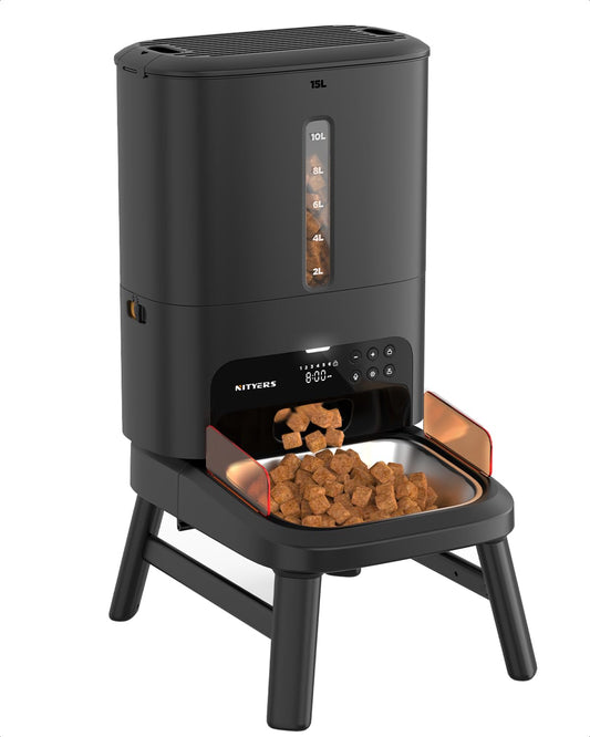 Nityers 15L Auto Dog Feeder for Large Breeds | Anti-Clog