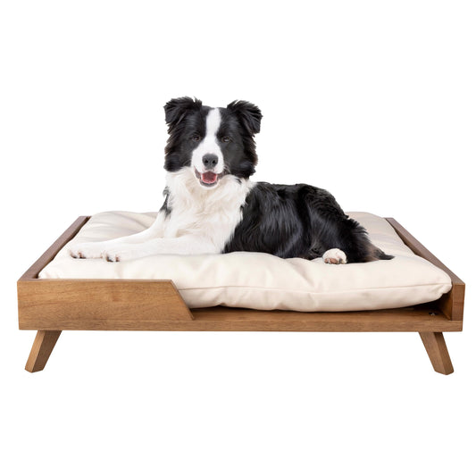 PETMAKER Elevated Dog Bed 36x29.5" | Mid-Century Wood Frame