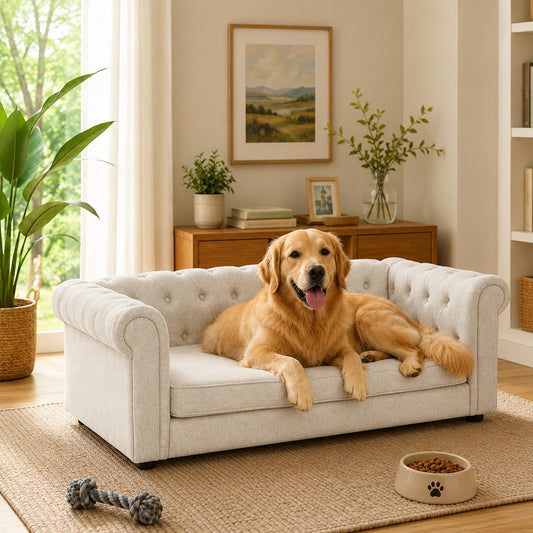 GreatCho Large Dog Sofa 55"x26.5" | Oversized Pet Couch | Beige