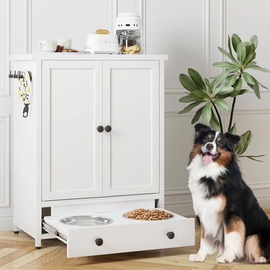 Fmlud Elevated Metal Dog Feeding Station | Bowls & Storage