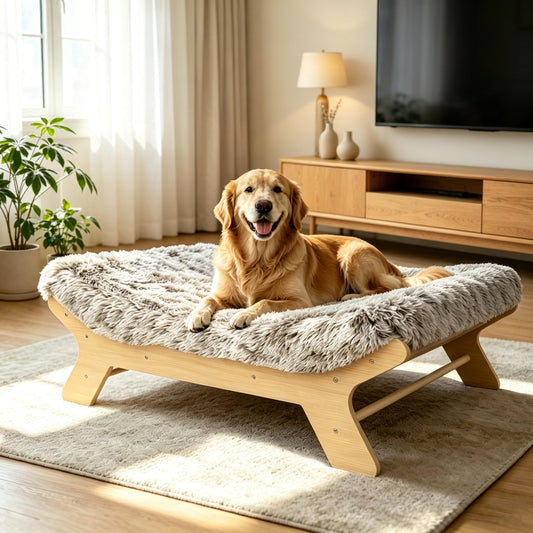 HEAVE SPROUT Elevated Wood Dog Bed XL | Frame & Mattress | 90 lb
