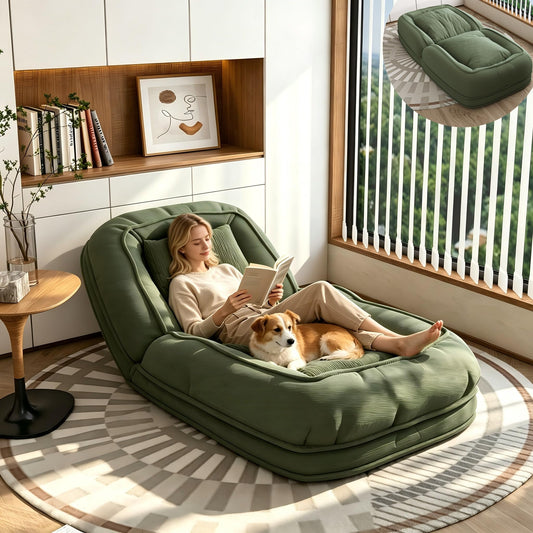 KEIKI Giant Human Dog Bed | Faux Fur Floor Lounger | 5 Positions
