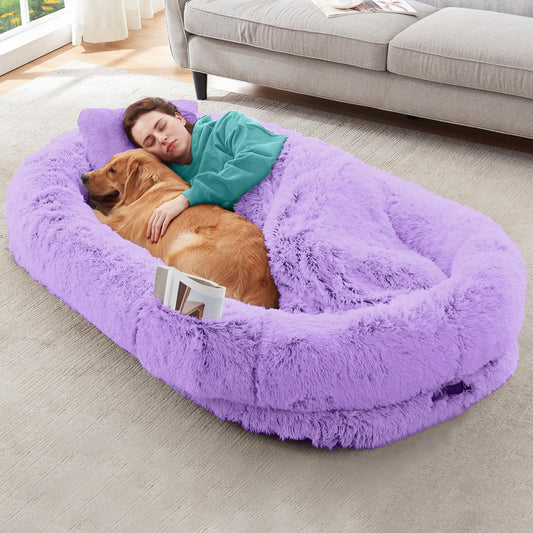 YAEM Human Dog Bed 71"x45" – Orthopedic Floor Lounger & Blanket